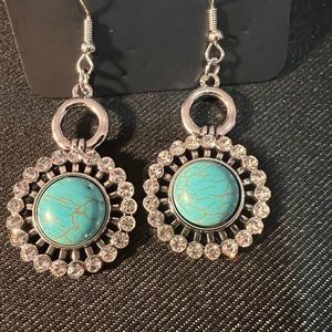 Turquoise Crackle Stone Earrings